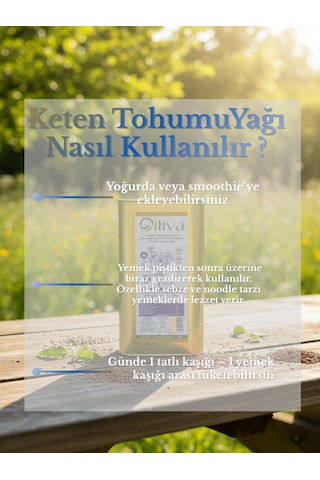 Keten Tohumu Yağı 1 L Teneke Soğuk Sıkım, %100 Doğal, Katkısız