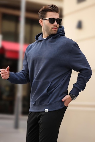 Madmext Lacivert Kapüşonlu Cep Detaylı Sweatshirt 7095 Lacivert