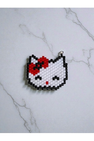 Hello Kitty Figürlü Miyuki Anahtarlık&çanta Süsü Siyah - Beyaz