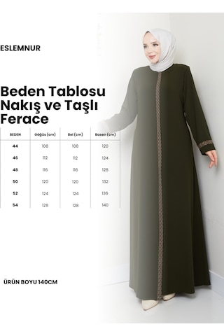 Eslemnur Gündelik Hac Ve Umrelik Nakış Ve Taş Detaylı Ferace Açık Lacivert