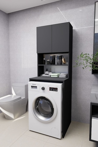 Verani Çamaşır Makinesi Dolabı Banyo Kiler Çift Kapaklı Arkal... Antrasit