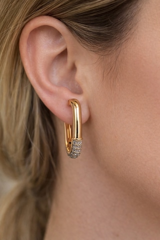Xuping Rose Gold Üçgen Zirkon Taşlı Halka Küpe Gold