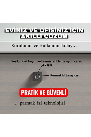 Upway Parmak İzi İle Açılan Akıllı Mobilya Çekmece & Dolap Kilidi Siyah