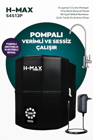 12 Litre Pompalı 15 Aşama Su Arıtma Cihazı Hmaxs4512p