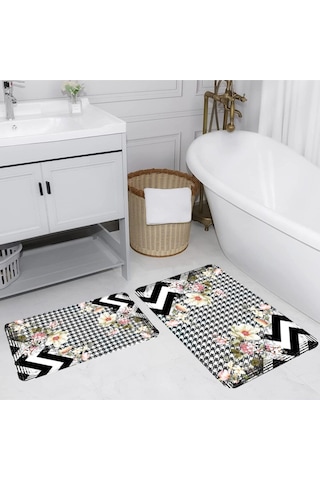 Eliana Home Dijital Baskılı 2'li Banyo Paspas Takımı Lna5144 Siyah