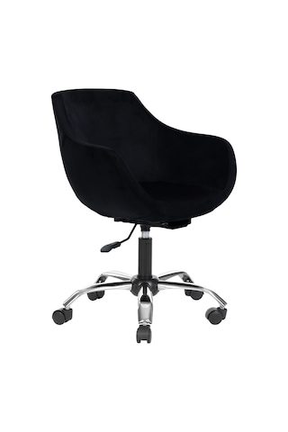 Markaelz Krom Metal Ayaklı Ofis Çalışma Sandalyesi Monoko Siyah
