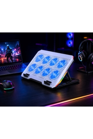 Asus Tuf Gaming F16'' Uyumlu 8 Fanlı Rgb Led Işıklı Laptop Soğutucu Standı