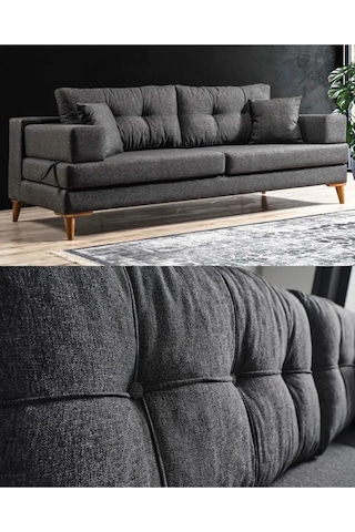 Zeri Yataklı Puzzle Modüler Köşe Koltuk Takımı & Puflu Köşe Takımı - Bordo-173 Bordo