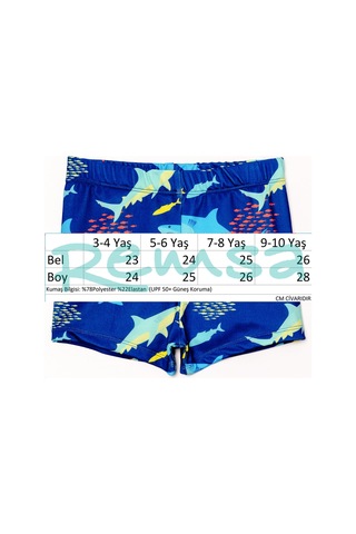 Uv Korumalı Erkek Çocuk Deniz Şortu Bebek Şortu 5249 Balık Koyu Lacivert Koyu Lacivert