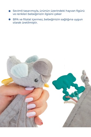Babyjem 926 Birdy Diş Kaşıyıcılı + Silikon Emzik Uyku Arkadaşım Kahverengi - Mavi