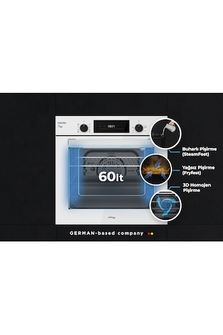 Tommatech TAF6005WS Ankastre Elektrikli Fırın 60 CM Beyaz Cam