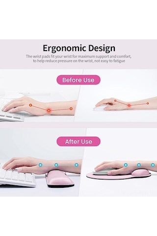 Besthome1 Erzurum Ergonomik Klavye Ve Fare Wrist Pad Seti - Lycra Yüzeyli Hafıza Köpüğü - Gri