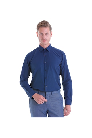 Hatemoğlu Slim Fit Pamuklu Uzun Kollu Erkek Gömlek Lacivert