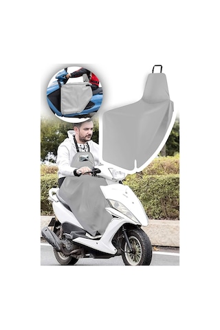 Bundera Scooter Diz Koruma Örtüsü Yağmur Soğuk Rüzgar Önleyici  Rüzgarlık Motorsiklet Dizlik Gri