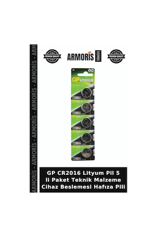 Gp Cr2016 Lityum Pil 5 Li Paket Teknik Malzeme Cihaz Beslemesi Hafıza Pili