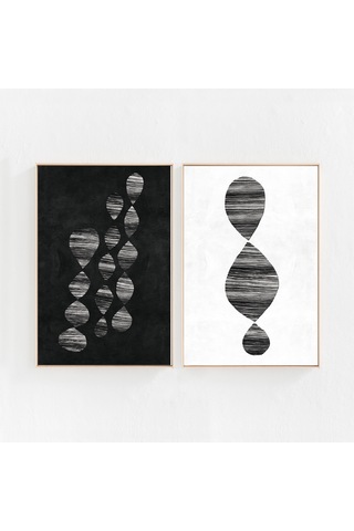 Soyut Sanat 2'li Set, Soyut Sanat İskandinav Posterleri Sanat Modern Sanat Siyah Beyaz Çağdaş Sanat