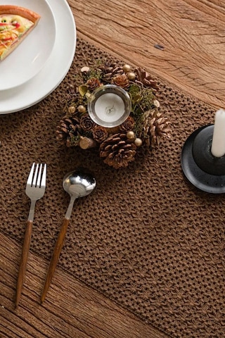 Pamuk Dantel Runner 35x145 Cm Masa Örtüsü Koyu Kahve