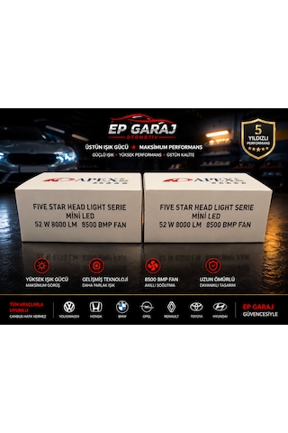Apexi H3 Mini Led Xenon Far Ampul Seti 52w 8000 Lümen