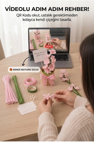Pembe Şönil Papatya Yapım Kiti Şönil Hobi Seti - Yaratıcı Hobi Ve Kendin Yap Seti