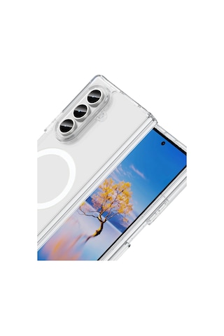 Cosmotex Newface Samsung Galaxy Z Fold 7 Kılıf Magneticsafe Şeffaf Silikon - Şeffaf