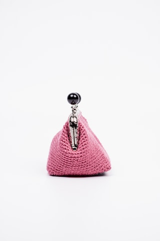 Fabric Craft Bag Bozuk Para Cüzdanı Merserize Pamuk Klipsli Örgü Gül Kurusu