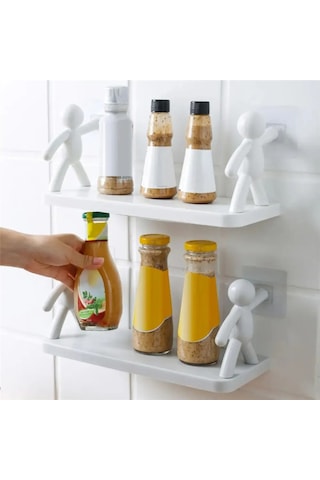 2 Li Banyo Mutfak Organizer Şampuan Kozmetik Baharat Kavanoz Düzenleyici Yapışkanlı Raf Çöp Adam Diğer