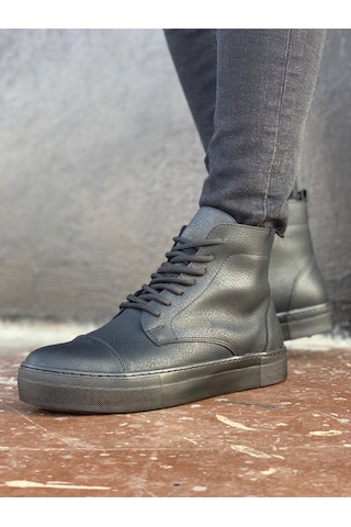 Chekich Ch029 Cst Vulcanized Lace Up Erkek Bot Sıyah Siyah