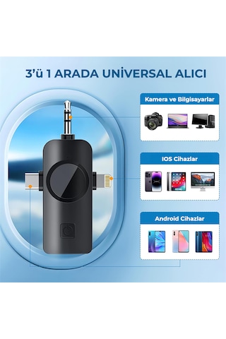 Genz Bilişim Kablosuz Yaka Mikrofonu Tip-c Android Kamera Apple Uyumlu iPhone Stüdyo Mikrofonu Için Ses Video Canlı Yayın Siyah