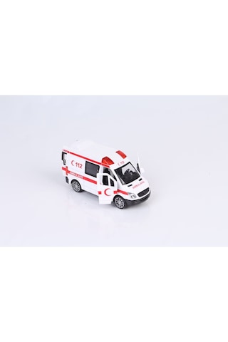 Sesli Işıklı Metal Çekbırak Ambulans 1 32 Ölçek