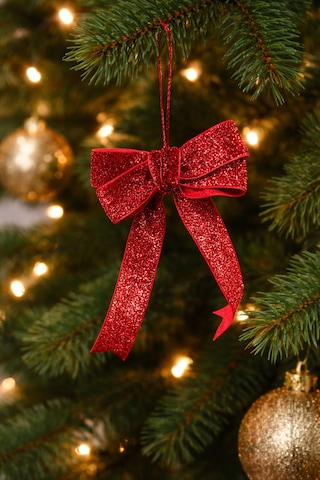 Premium Kadife El Emeği- 5li Yılbaşı Ağaç Süsü Fiyonk Seti -kurdele Fiyonk Noel Ağacı Süsleme