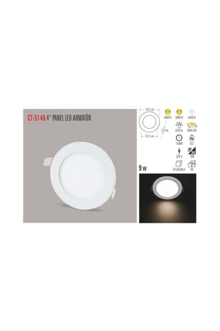 Cata 10 Adet 9 Watt Slim Led Panel Gün Işığı Metal Kasa Çok Renkli