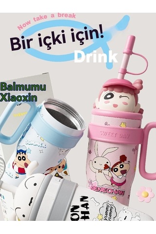 Pazly Taşınabilir Büyük Kapasiteli 800ml Yalıtımlı Hasır Bardak Mavi Mavi