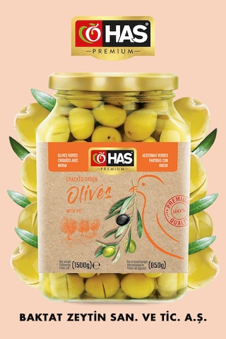 Has Premium Kırma Yeşil Zeytin 1600 G Has Premium Kırma Yeşil Zeytin 1600 G