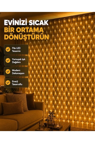 Ağ Şeklinde Led File Işık Dekoratif Ortam Aydınlatma Bahçe Balkon Süsü Çok Renkli 47512344