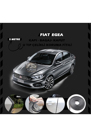Fiat Egea Oto Araç Kapı Koruma Fitili 5 Metre Parlak Siyah Renk