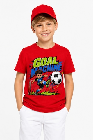 Bayloranzzo Goal Machine %100 Pamuk Premium Kalite Erkek Çocuk Tişörtü Kırmızı