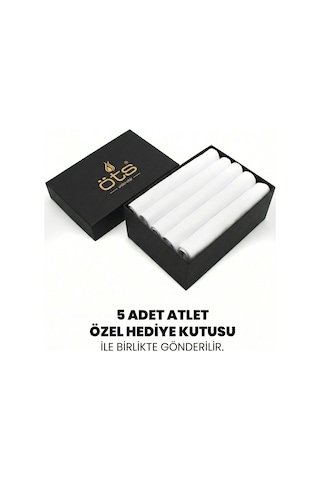 Öts Premium Erkek 5 Li %100 Pamuk Atlet Süprem Hediye Kutulu Nefes Alan Doku 1210-k Beyaz