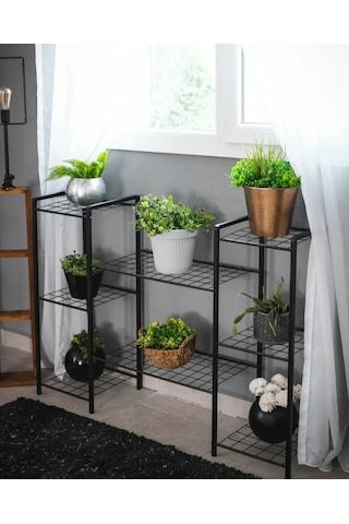 Metal Ayaklı 8 Tel Raflı Saksı Standı Katlı Saksılık Çiçeklik