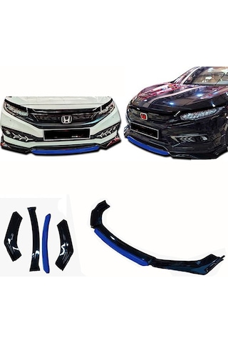 Mercedes A Serisi W176 2012-2018 Mavi Şeritli Renkli Ön Ek Ön Lip Piona Black 4 Prç