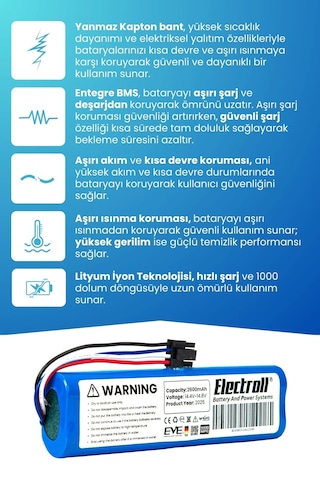 Xiaomi Mi Vacuum Mop 2c 2in1 Uyumlu Batarya Standart Kapasite 2600mah Robot Süpürge Pil Xmstjqr2c
