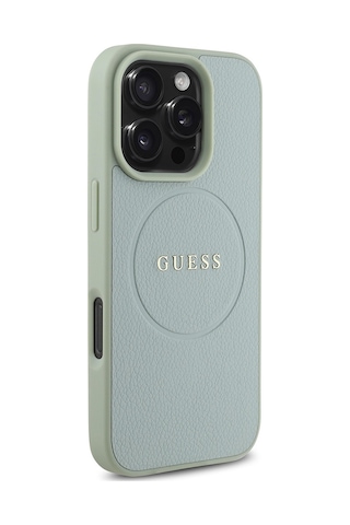 Apple Uyumlu iPhone 16 Pro Max Kılıf Guess Lisanslı Magsafe Şarj Özellikli Yazı Logolu Grained Yeşil