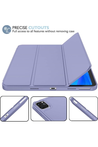 Apple Uyumlu iPad Pro 4. Nesil M2 2022 11 Inç Tablet Kılıf Uyku Modlu Kalem Bölmeli Silikon Koruyucu Kılıf