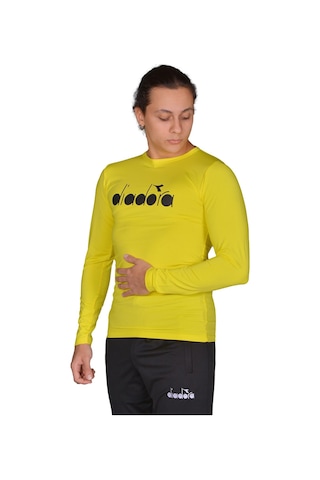 Diadora Soloben - Erkek Sarı Uzun Kollu Spor T-Shirt - Tsrt-Zn