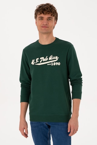 U.S. Polo Assn. Erkek Bisiklet Yaka Regular Fit Koyu Yeşil İnce Sweatshirt 50316315-VR079