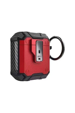 Ardemix Air-pods Airbag 35 Darbelere Karşı Dayanıklı Düğmeli Kılıf-kırmızı Kırmızı