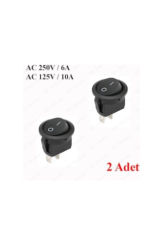 20mm Yuvarlak 2 Pin On/off Işıksız Power Anahtar 2 Adet