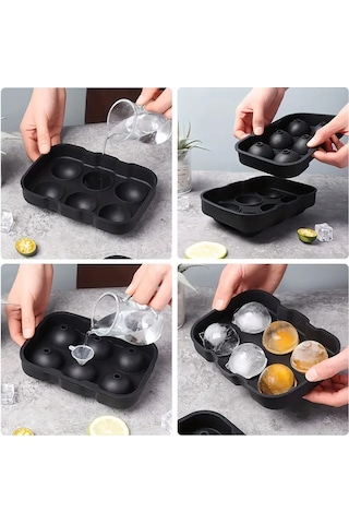 Tahtakale Toptancı Silikon Buz Kalıbı Yuvarlak Küre Buz Kalıbı 6 Lı Çok Renkli