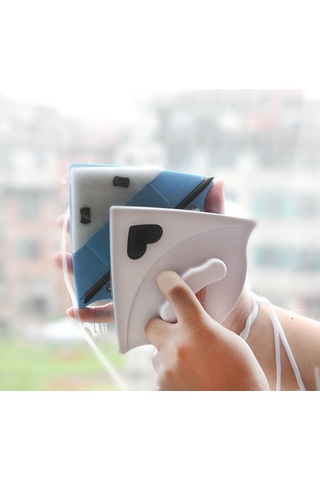 Sones Çift Taraflı Cam Pencere Temizleyici Üçgen Çok İşlevli Manyetik Cam Temizleyici Beyaz