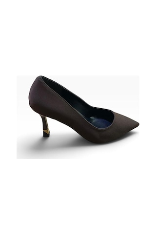 By Doğanrenas Kadın İnce Topuk Saten Stiletto Kahverengi - 942600550 Kahverengi