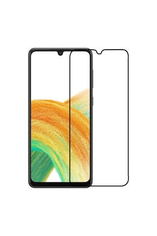Samsung Uyumlu Galaxy A33 Siyah 5D Tam Kaplayan Ekran Koruyucu Cam
